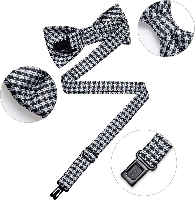 DiBanGu Boys Pre-tied Bow Tie,Silk Adjustable Bowtie and Pocket Square for Age 8-14 Kids Bowtie Wedding School Ceremony Party - Image 5